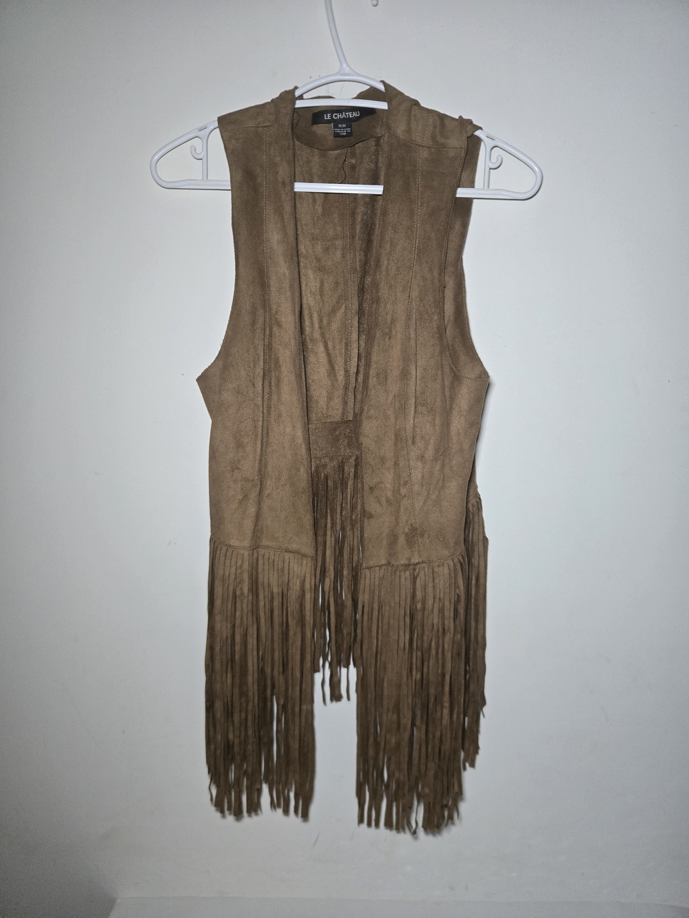 Le Château Tan Suede Fringe Open Vest